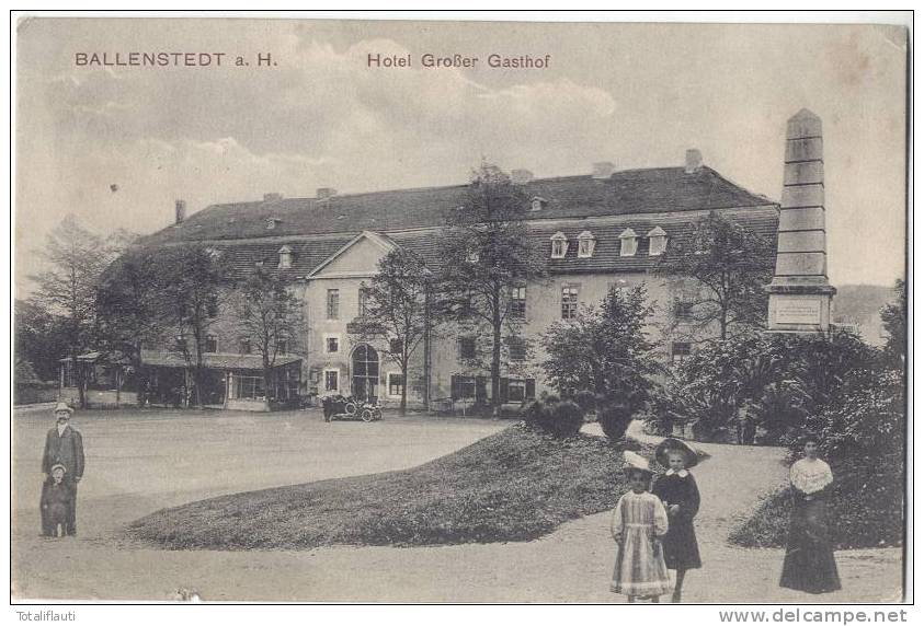 Ballenstedt Am Harz Hotel Großer Gasthof Belebt Kinder Oldtimer 16.6.1915 Gelaufen - Ballenstedt