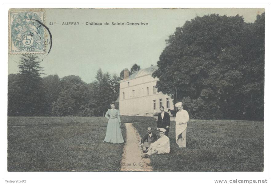 (76) AUFFAY Château De Sainte-Geneviève. Réf.: 41. Animée : Personnel Maison, Cuisiniers. Colorisée. - Auffay