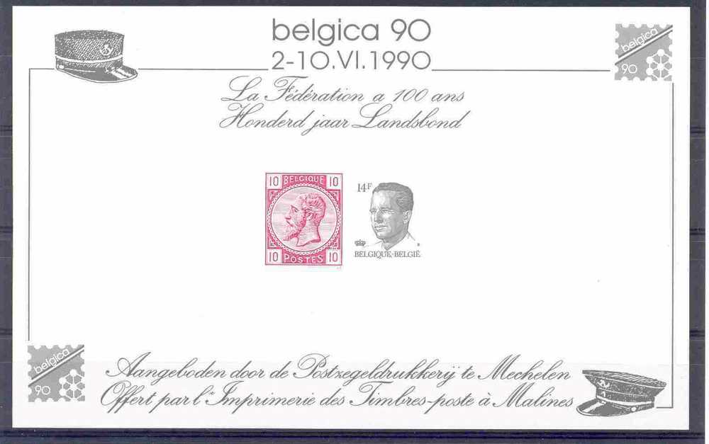 BELGIE - Herinneringsvelletje "Belgica ´90" - Feuilles Complètes & Feuillets