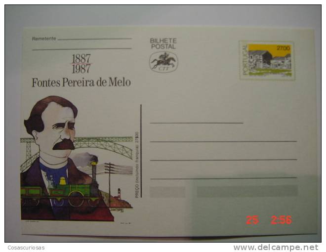 2695 FONTES PEREIRA DE MELO BILHETE POSTAL PORTUGAL YEAR 1987 MAIS EN VENDA - Postal Stationery