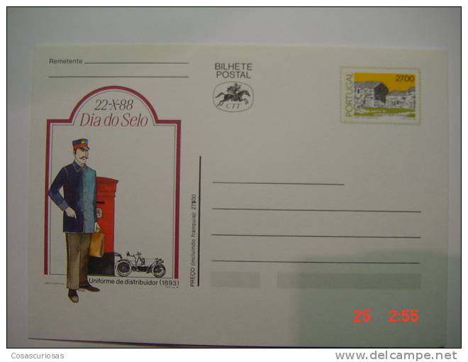 2694 DIA DO SELO BILHETE POSTAL PORTUGAL YEAR 1988 MAIS EN VENDA - Postal Stationery