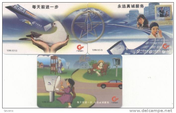 Autelca, Guangdong Province,puzzle-advertise Ment Of Post & Telecom,YJ98-3,set Of 3,mint,1998 - China