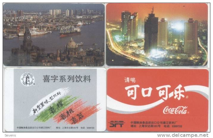 Autelca, Shanghai,advertisement Of Coca Cola,landscape,set Of 4,mint,1992 - China