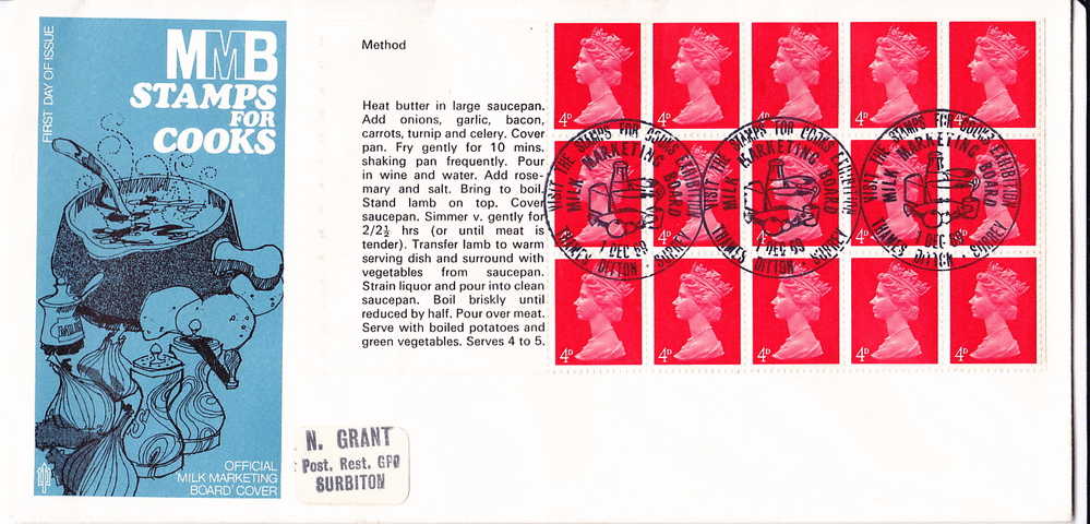 Stamps For Cooks Booklet FDC Complete Sheet Of 15 X 4d Machins - 1952-1971 Dezimalausgaben (Vorläufer)