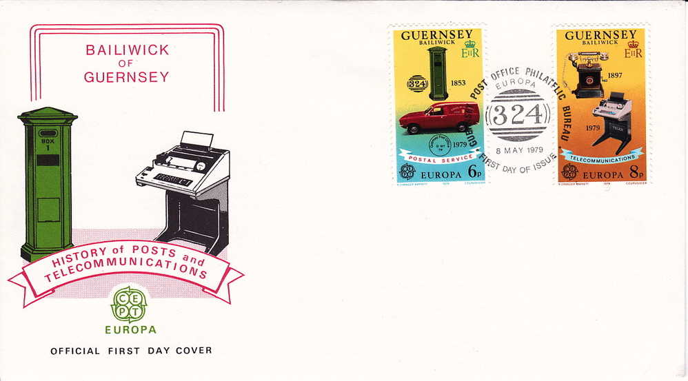1979  Europa Issue: Post And Telecommunications History: Telephone, Telex  FDC - Guernsey