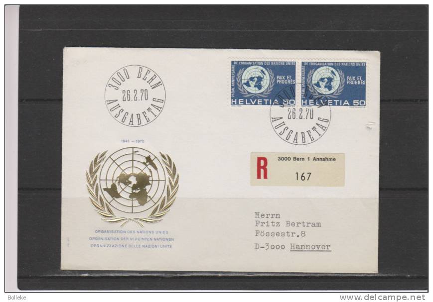 Suisse - Lettre Recommandée De 1970 - Organisations Des Nations Unies - Briefe U. Dokumente