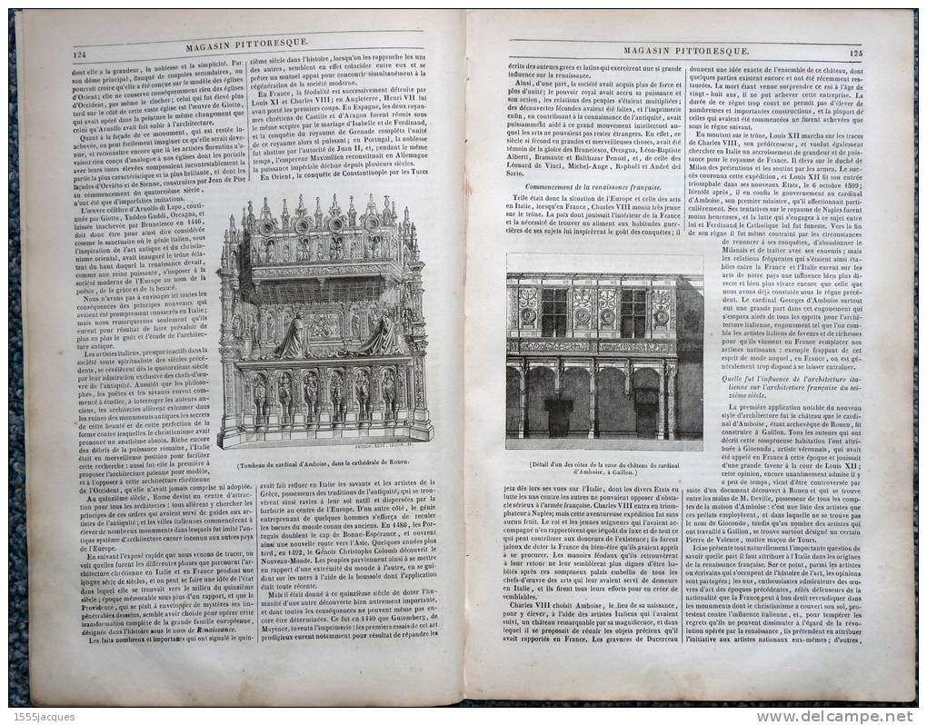 LE MAGASIN PITTORESQUE - AVR. 1842 - N°16 : CHÂTEAU DE BLOIS - CARDINAL D´AMBOISE - CHÂTEAU DE GAILLON - ARCHITECTURE - 1800 - 1849