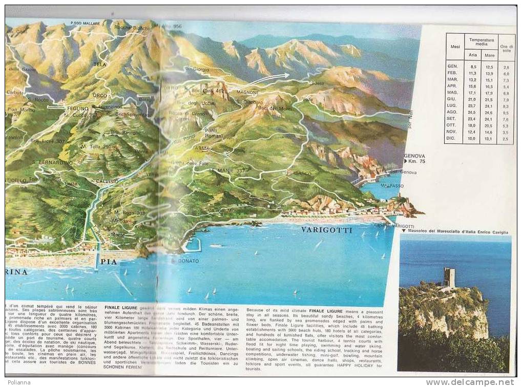 B0015 - Brochure Turistica FINALE LIGURE-BORGO-MARINA-PIA-VARIGOTTI Anni ´70/cartina Illustrata C.Caprazzoppa - Tourismus, Reisen