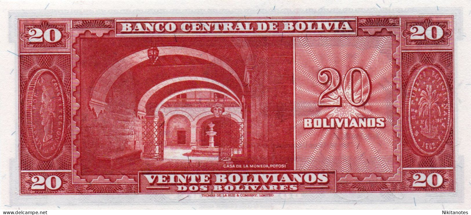 BOLIVIA BANKNOTE - 20 PESOS BOLIVIANOS LEY 1945 UNC See Scan - Bolivia