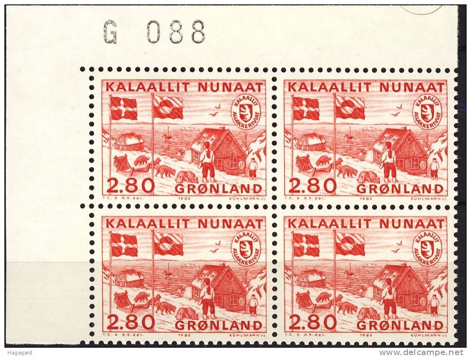 #Greenland 1986. Post-jubilee. Corner-block Of 4. No. G088.  Michel 163. MNH(**) - Ungebraucht
