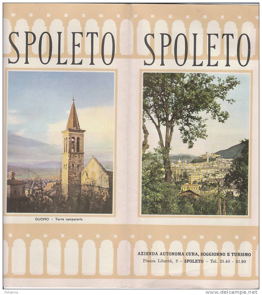 B0028 - Brochure Turistica SPOLETO Anni ´60/Ponte Delle Torri/Torre Dell'Olio/Stadio Comunale/Monteluco - Tourismus, Reisen
