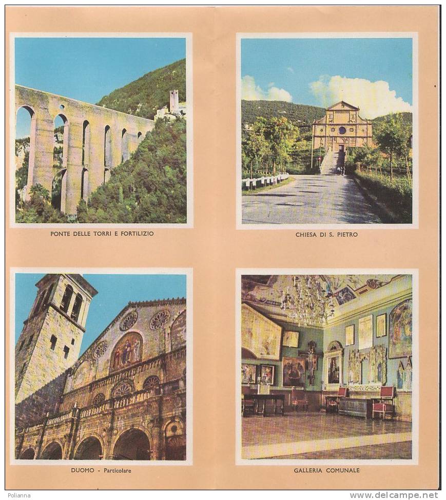 B0028 - Brochure Turistica SPOLETO Anni ´60/Ponte Delle Torri/Torre Dell'Olio/Stadio Comunale/Monteluco - Tourisme, Voyages