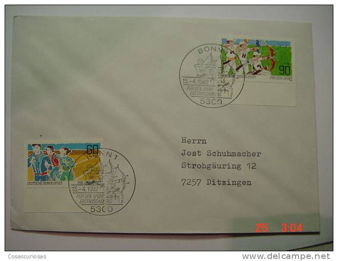 2769 BONN GERMANY SPORT  FDC COVER CARTA YEARS 1982 OTHERS IN MY STORE - Bogenschiessen