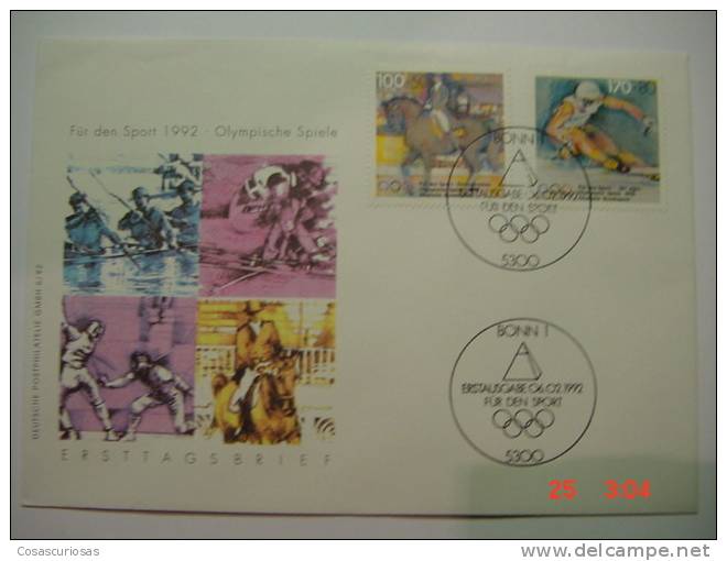 2759  GERMANY SPORT  FDC COVER CARTA YEARS 1992 OTHERS IN MY STORE - Jet-Ski