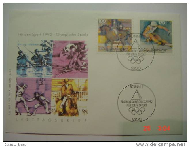 2759  GERMANY SPORT  FDC COVER CARTA YEARS 1992 OTHERS IN MY STORE - Jet Ski
