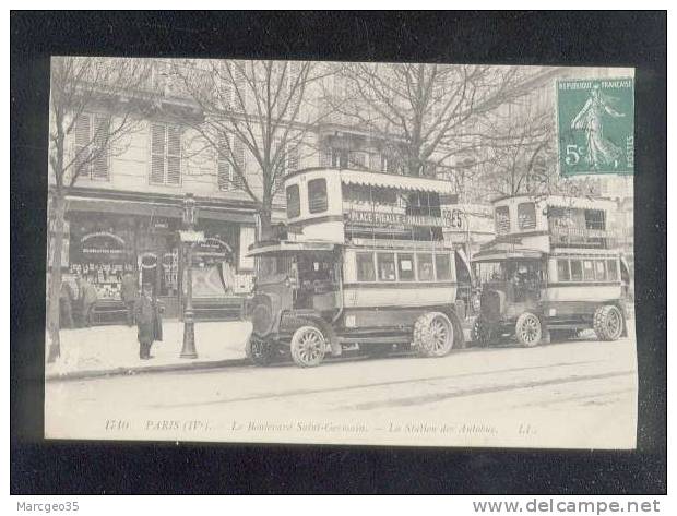 Paris IVe Le Boulevard Saint Germain La Station Des Autobus édit.LL N° 1710  Beau Plan - Openbaar Vervoer