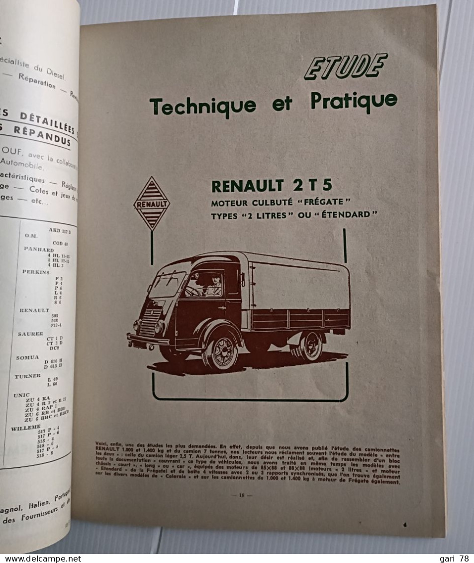 REVUE TECHNIQUE AUTOMOBILE RENAULT 2 T 5 (moteur Frégate)  N° 141 De Janvier 1958 - Auto