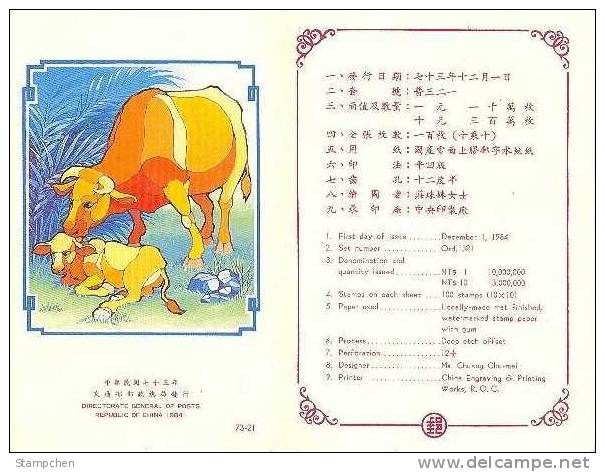 Folder 1984 Chinese New Year Zodiac Stamps - Ox Cow Cattle 1985 - Cows