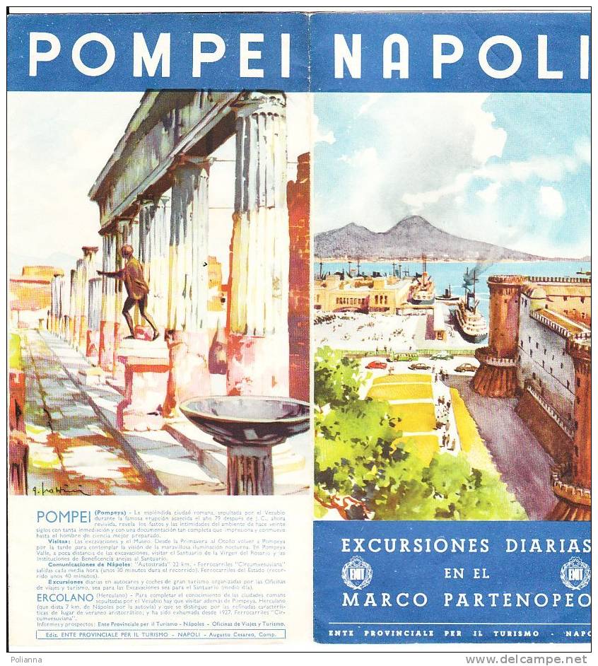 B0035  Brochure Pubblicitaria SORRENTO- CAPRI-POMPEI-NAPOLI-CASTELLAMMARE DI STABIA- Anni ´50/ill.Frattini - Tourisme, Voyages
