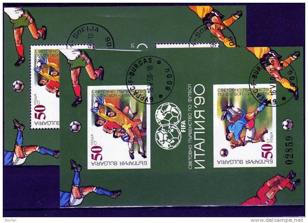 Fußball WM Italia 1990 Bulgarien 3829/0+Blocks 209 A+B O 33€ Spielszene Doppelblock Blocs Soccer Sheets Bf BULGARIA - Abarten Und Kuriositäten