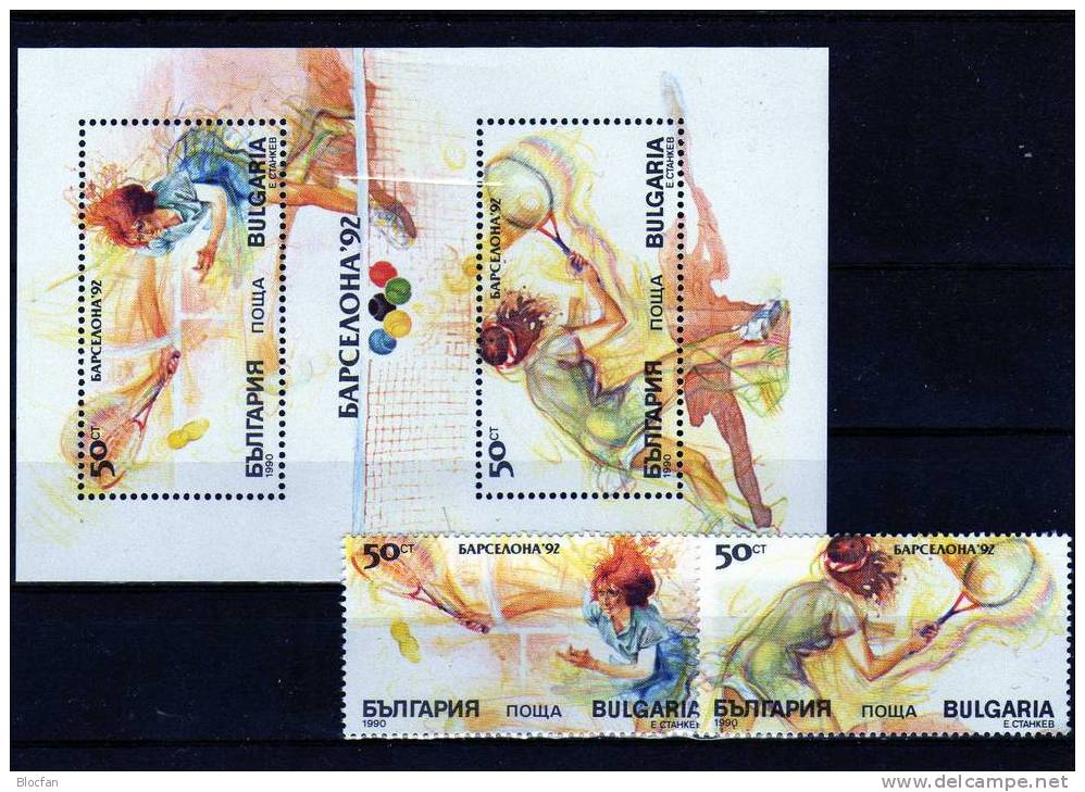 Sommer-Olympiade 1992 Barcelona Tennisspiel Bulgarien 3850/1+Block 211 ** 4€ Bloque Hojas Bloc Olympic Sheet Bf BULGARIA - Neufs