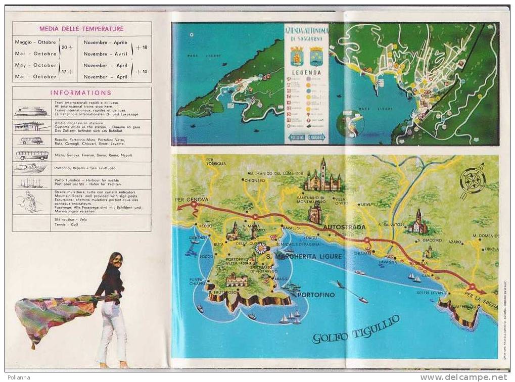 B0038  Brochure Pubblicitaria S.MARGHERITA LIGURE Anni ´70/Portofino/Paraggi - Toerisme, Reizen