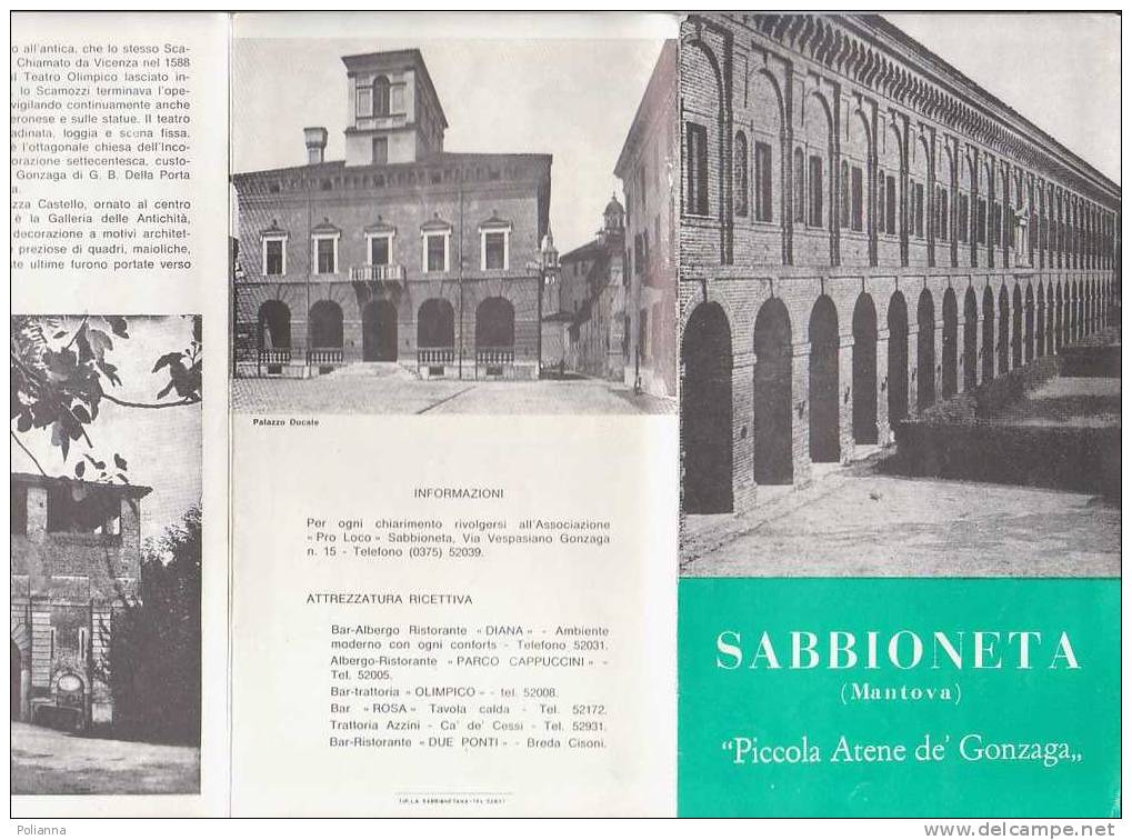 B0039  Brochure Pubblicitaria MANTOVA-SABBIONETA Anni ´60/Teatro Olimpico/Villa Pasquali - Tourisme, Voyages