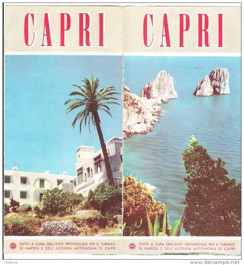 B0052 Brochure Pubblicitaria Illustrata CAPRI Anni ´50/Anacapri/Punta Tragara/Marina Piccola - Tourisme, Voyages