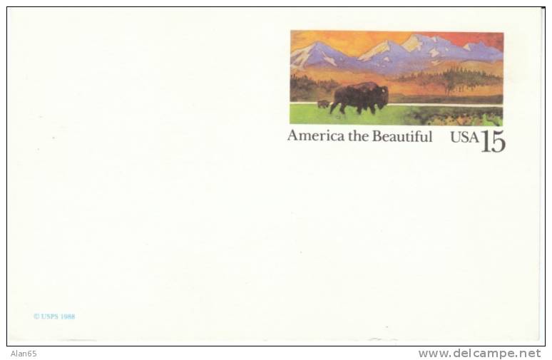 Scott #UX120 America The Beautiful Postal Card, Bison And Mountains - 1981-00