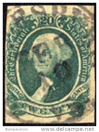 Confederate States #13 Used George Washington From 1863 - 1861-65 Stati Confederati