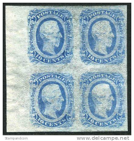 Confederate States #12b Mint Never Hinged Block Of 4 Jefferson Davis From 1863-64 - 1861-65 Confederate States