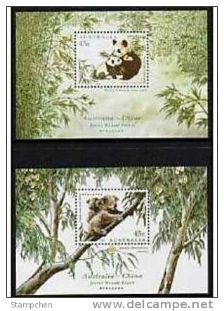 Australia 1995 Rare Animals Stamps S/s Panda Bear & Koala Fauna Bamboo Joint With China - Mint Stamps