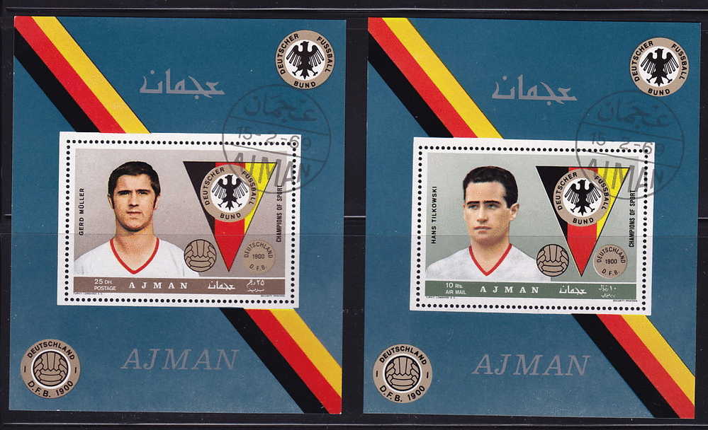 AJMAN  1969 German Footballers In Single Blocks  Mi Nr 362-7 - Adschman