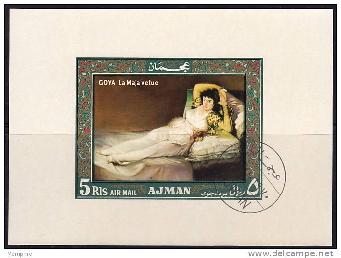 AJMAN  1969  The Maja, Clothed, By Goya , Painting Mi Nr Block 120 Used - Adschman