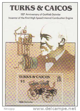 Turks & Caicos-150th Anniversary Of Daimler Souvenir Sheet MNH - Cars