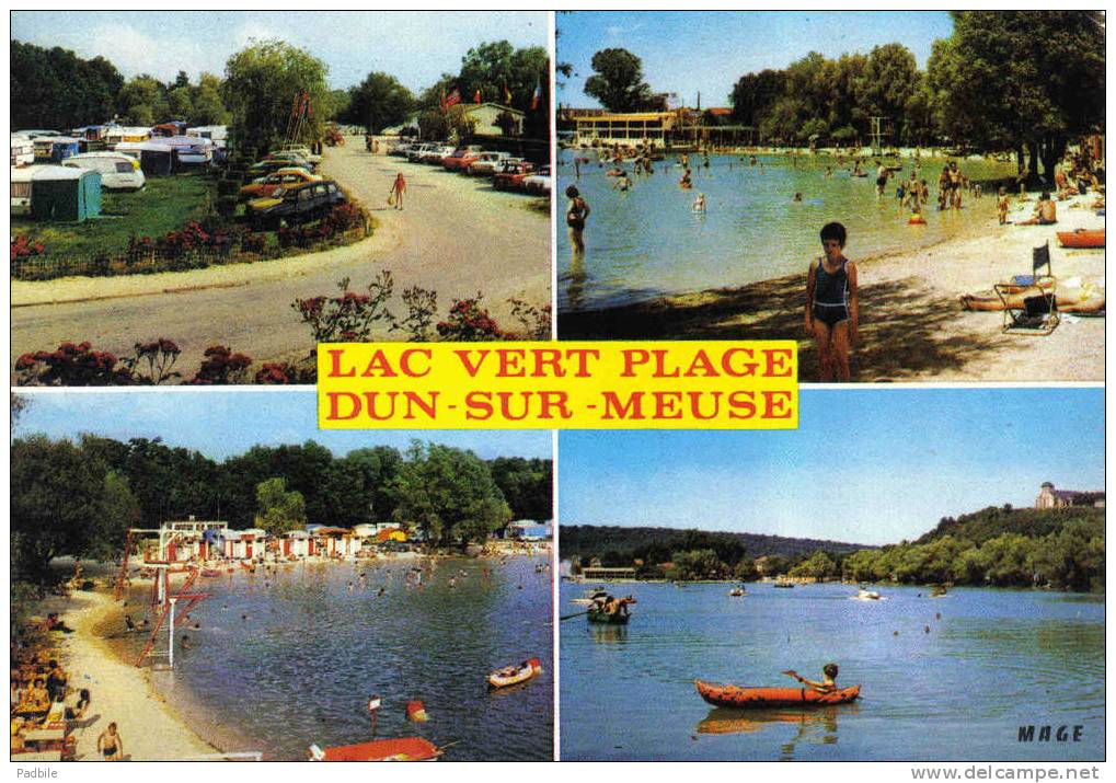 Carte Postale 55. Dun-sur-Meuse  Camping Canotage Et Pédalo Sur Le Lac  Trés Beau Plan - Dun Sur Meuse