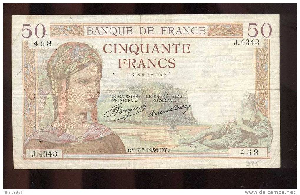 50  Francs  -   Cérès    1936 - 50 F 1934-1940 ''Cérès''