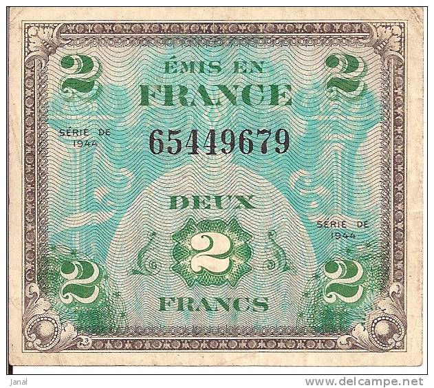 - BILLET DE 2 FRANCS - SERIE DE 1944 - DRAPEAU - 65449679 - - 1944 Flag/France