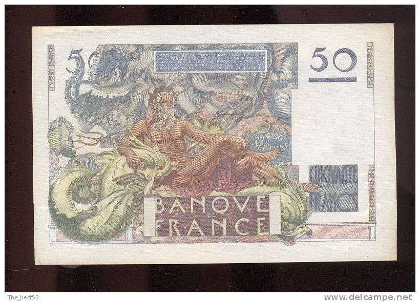 50  Francs  -   Le Verrier  7/06 / 1951  -  Rare - 50 F 1946-1951 ''Le Verrier''