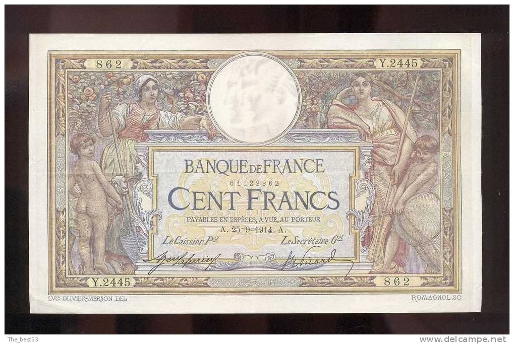 100  Francs  -   Luc Olivier Merson    1914 - 100 F 1908-1939 ''Luc Olivier Merson''