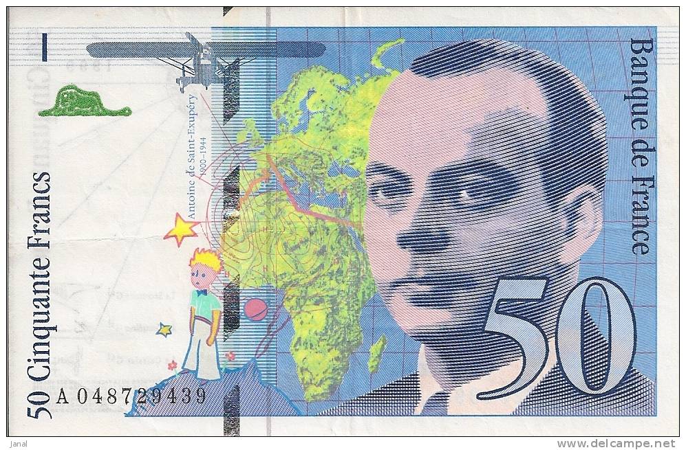 - BILLET DE 50 FRANCS -  ST EXUPERY - 1999 - A 048729439 - - 50 F 1992-1999 ''St Exupéry''