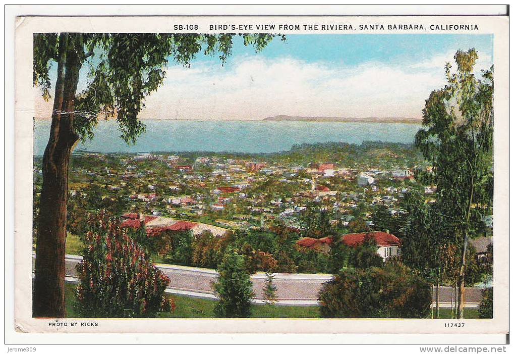 ETATS-UNIS - CALIFORNIE - SANTA BARBARA - CPA - N°SB-108 - Bird's Eye View From The Riviera, Santa Barbara - Santa Barbara