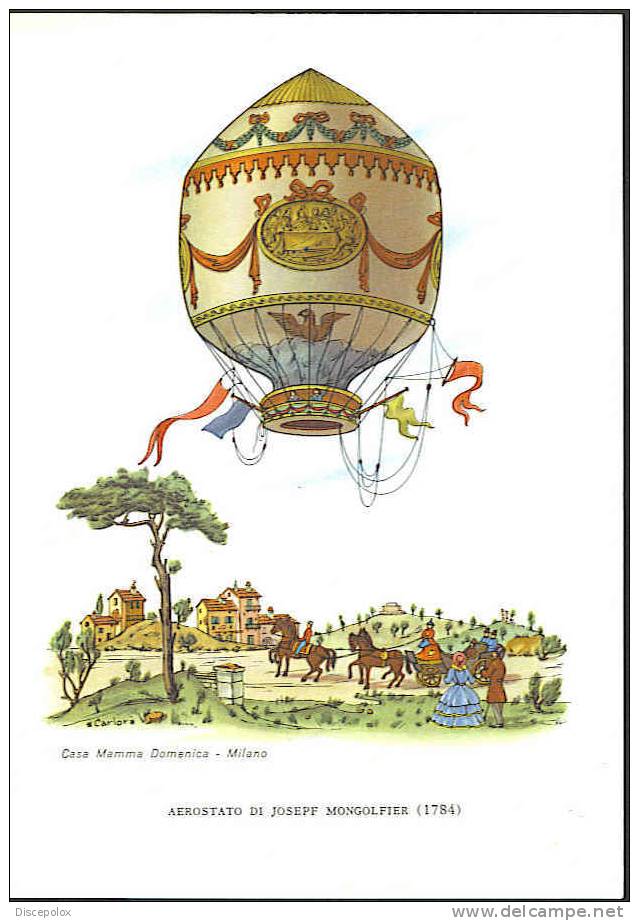 A1982 Aereostato Di Josepf Mongolfier ( 1784 ) - Illustrazione - Casa Mamma Domenica, Milano / Non Viaggiata - Balloons