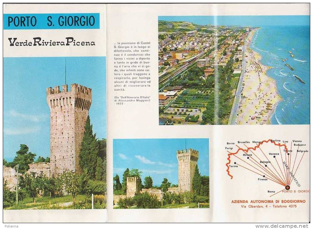 B0054 Brochure Pubblicitaria PORTO S.GIORGIO Anni ´60/Fonti Di Palme, Sorgenti Idropiniche/Camping Solemar/campi Tennis - Tourisme, Voyages