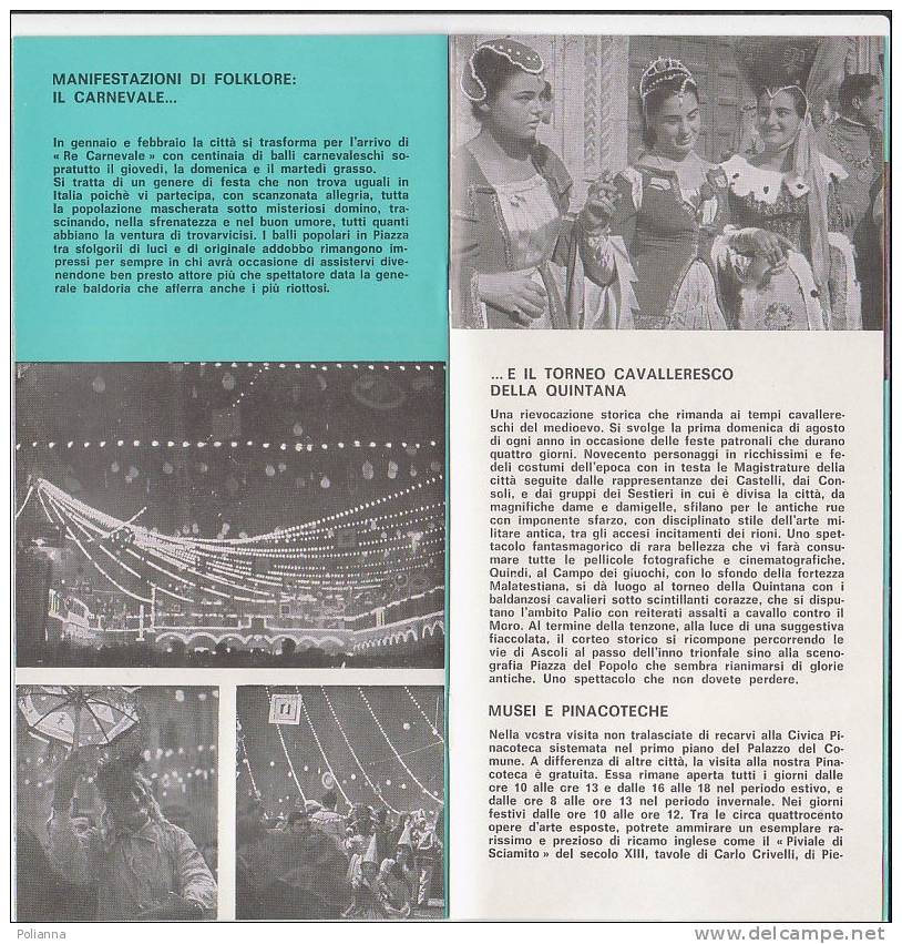 B0055 Brochure Pubblicitaria ASCOLI PICENO Igap 1978/Ponte Romano/il Carnevale/disegni Di Tullio Pericoli - Turismo, Viajes