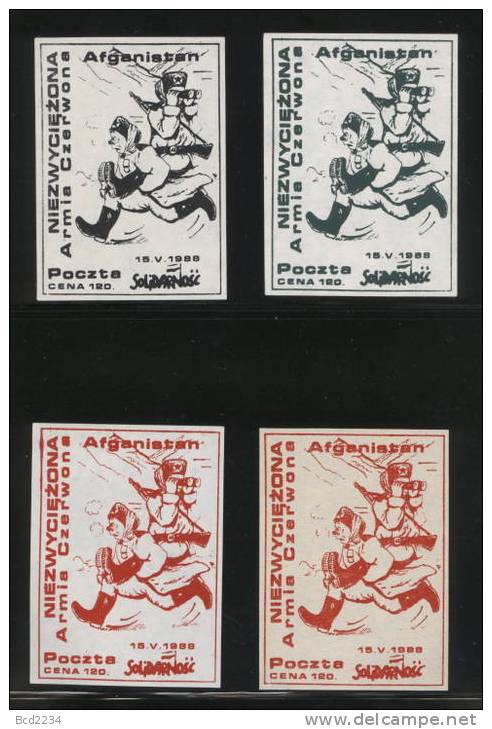 POLAND SOLIDARNOSC 1988 AFGHANISTAN RED ARMY UNDEFEATED SET OF 4 MS (SOLID 0266/0298A) - Vignettes Solidarnosc