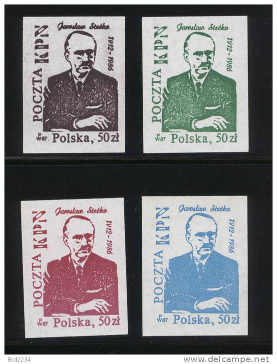 POLAND SOLIDARNOSC SOLIDARITY KPN 1987 JAROSLAW STECKO SET OF 4 PROOFS (SOLID 0546P/0029P) - Probe- Und Nachdrucke