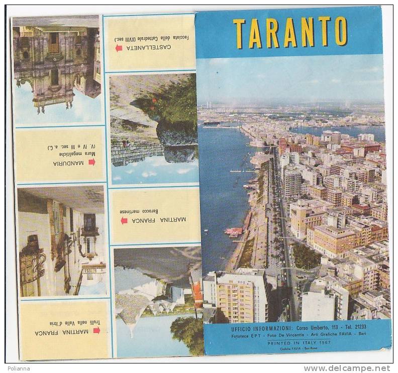 B0062 Brochure Pubblicitaria TARANTO ENIT Anni ´60/Martina Franca/Manduria/Castellaneta/Mottola/Laterza - Tourismus, Reisen