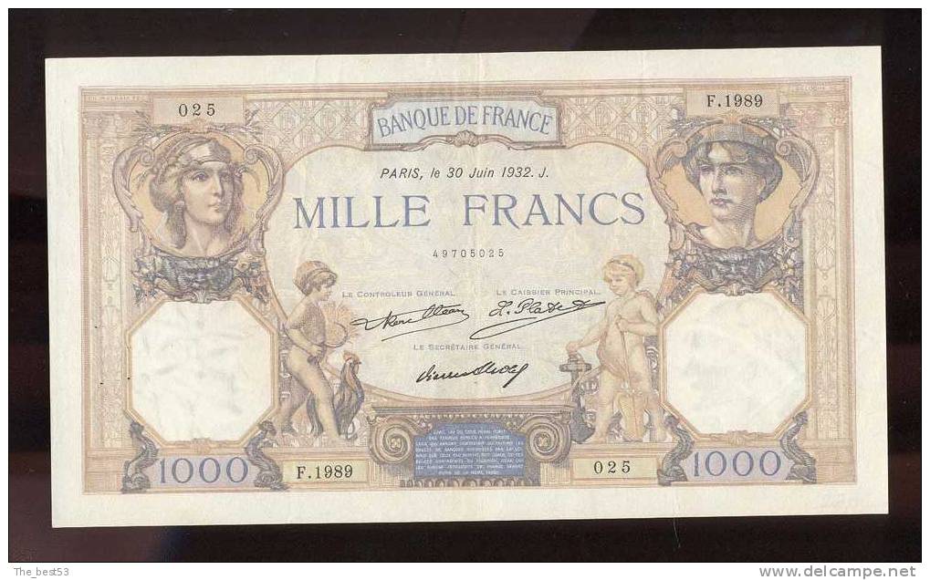 1000  Francs  -    Cérès Et Mercure  1932 - 1 000 F 1927-1940 ''Cérès Et Mercure''