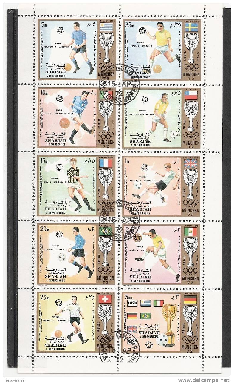 Sharjah:  Feuillet Foot Munchen 72 Oblit - Sharjah